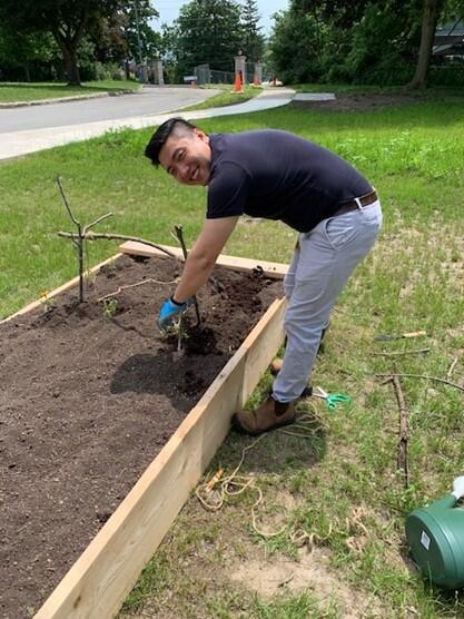 Team member gardening