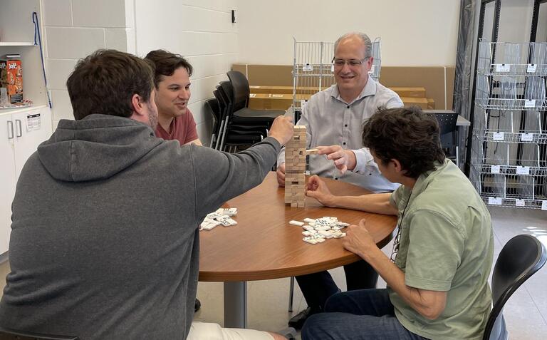 Coworker playing game together