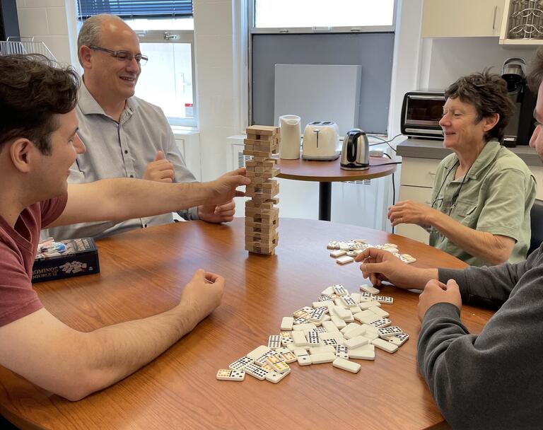 Coworkers playing a game together