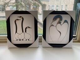 Indigenous artwork depicting loons