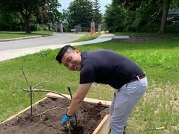 Team member gardening