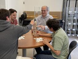 Coworker playing game together