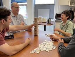 Coworkers playing a game together