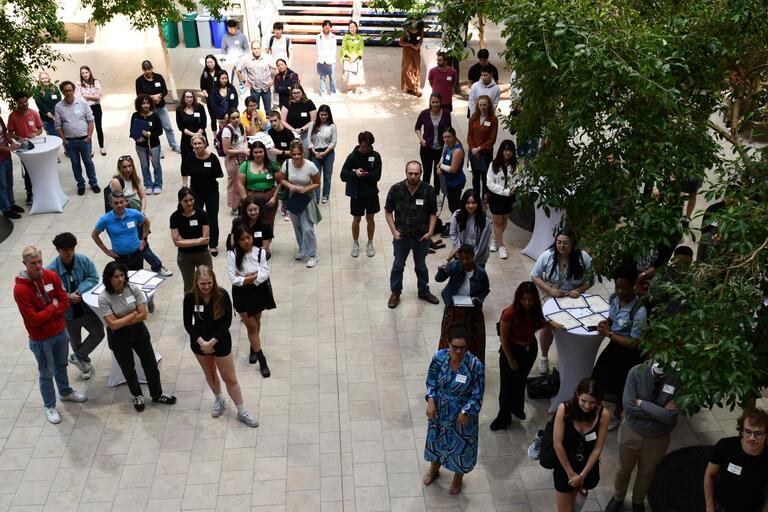 Crowd congregates for the event