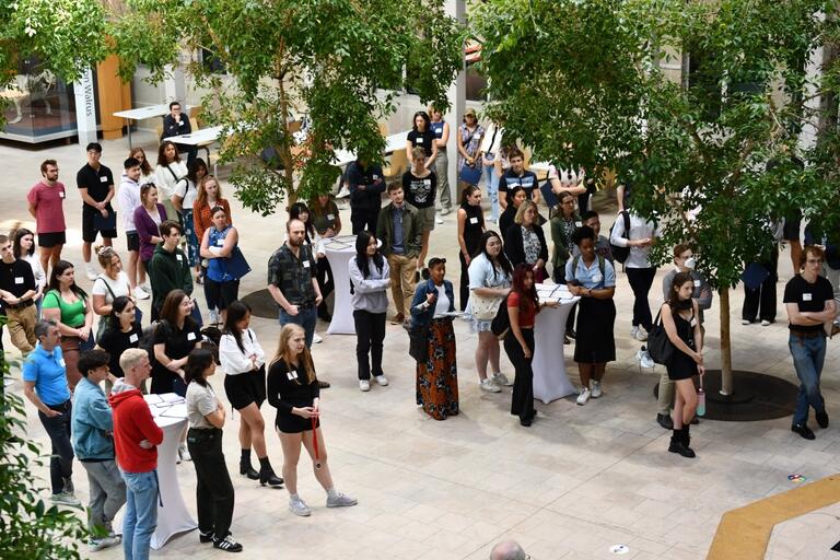 Crowd congregates for the event