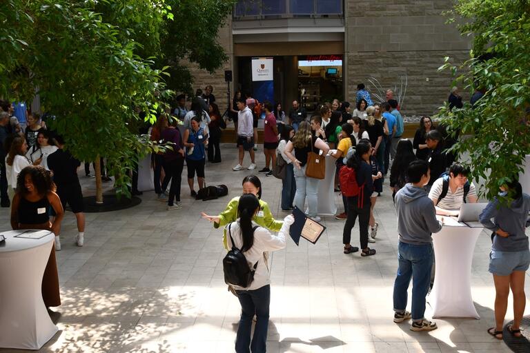 Crowd congregates for the event