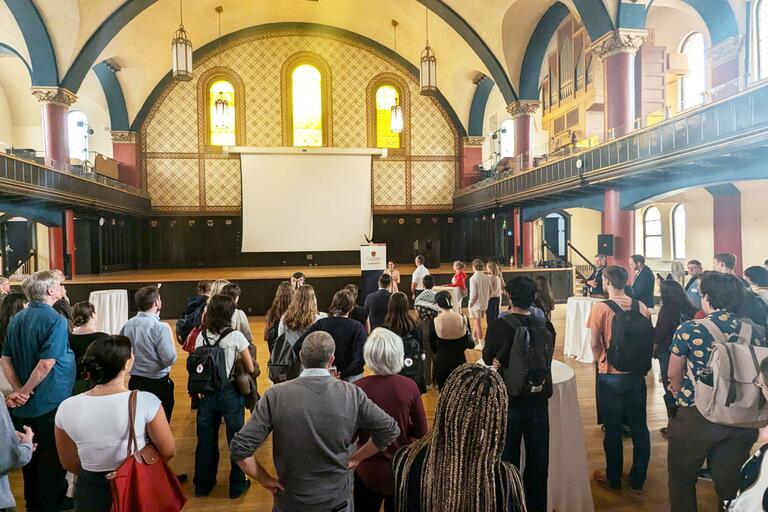 Crowd congregates for the event