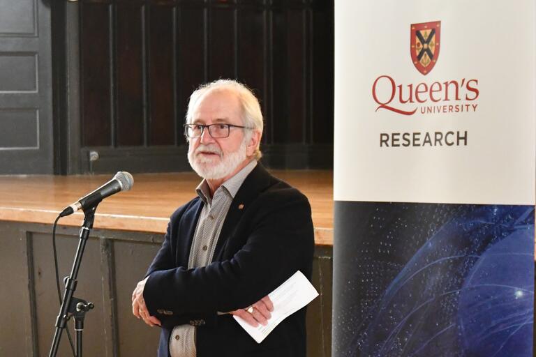 Principal Patrick Deane addresses the students