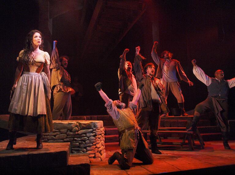 Actors on stage of a musical