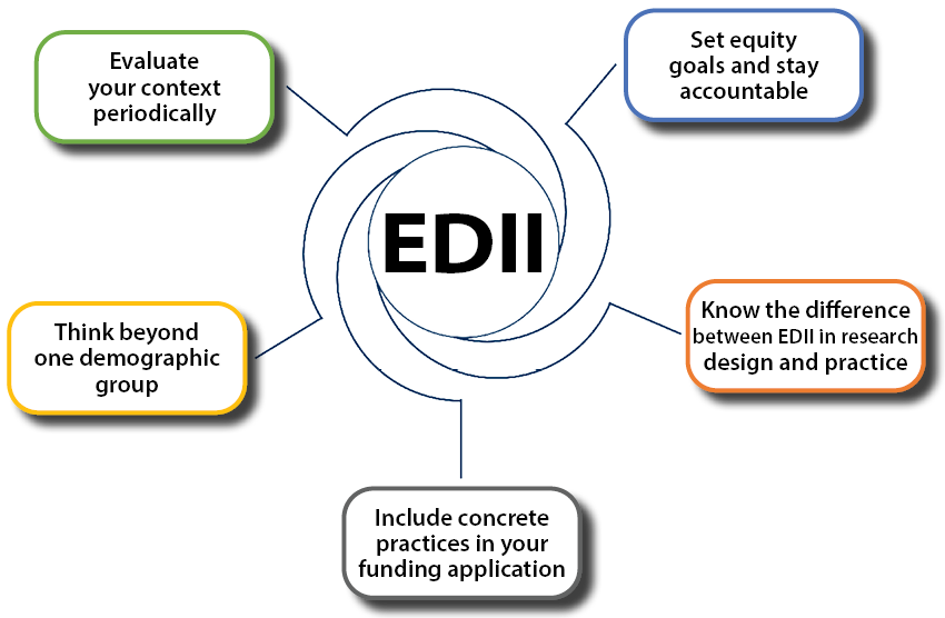 Infographic: EDII Wise Practices in Research key considerations