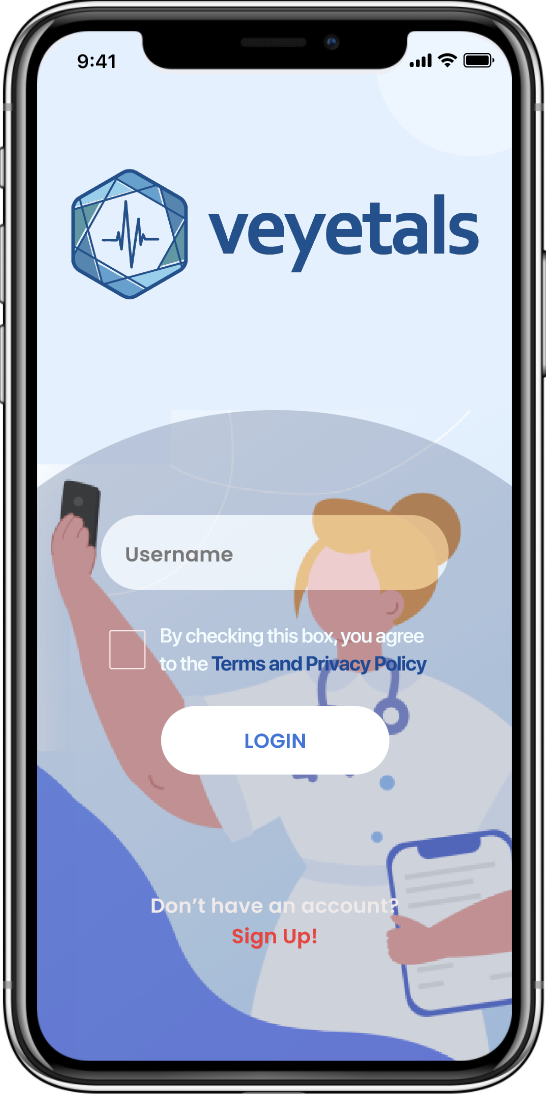 A screenshot of the Veyetals app