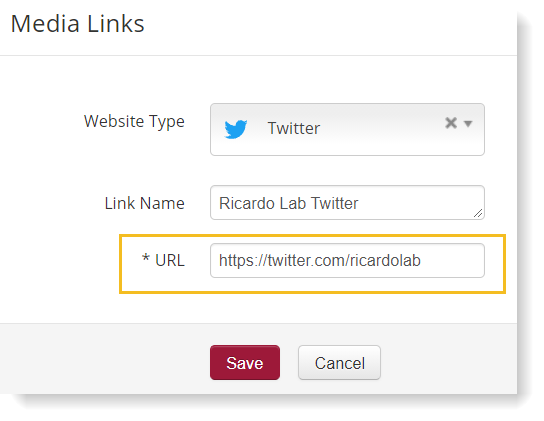 An image depicting the workflow for adding a URL for a media link