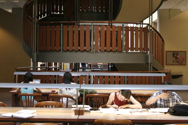 students studying in Joseph S. Stauffer Library