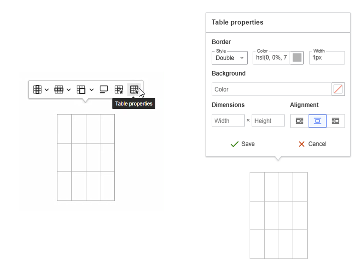 Table Properties