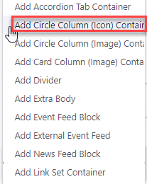 Selecting Circle Column Icon Menu Item