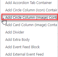 Selecting Circle Image Column Container Menu Item