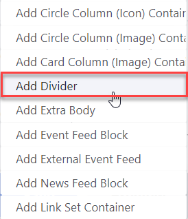 Selecting Divider Menu Item