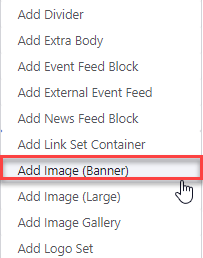 Selecting Add Image (Banner) Menu Item