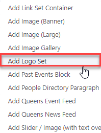 Selecting Add Logo Set Container Menu Item