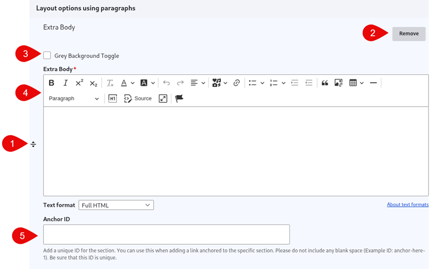 Annotated screenshot of extra body options