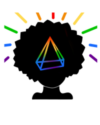 afro with rainbow lines radiating