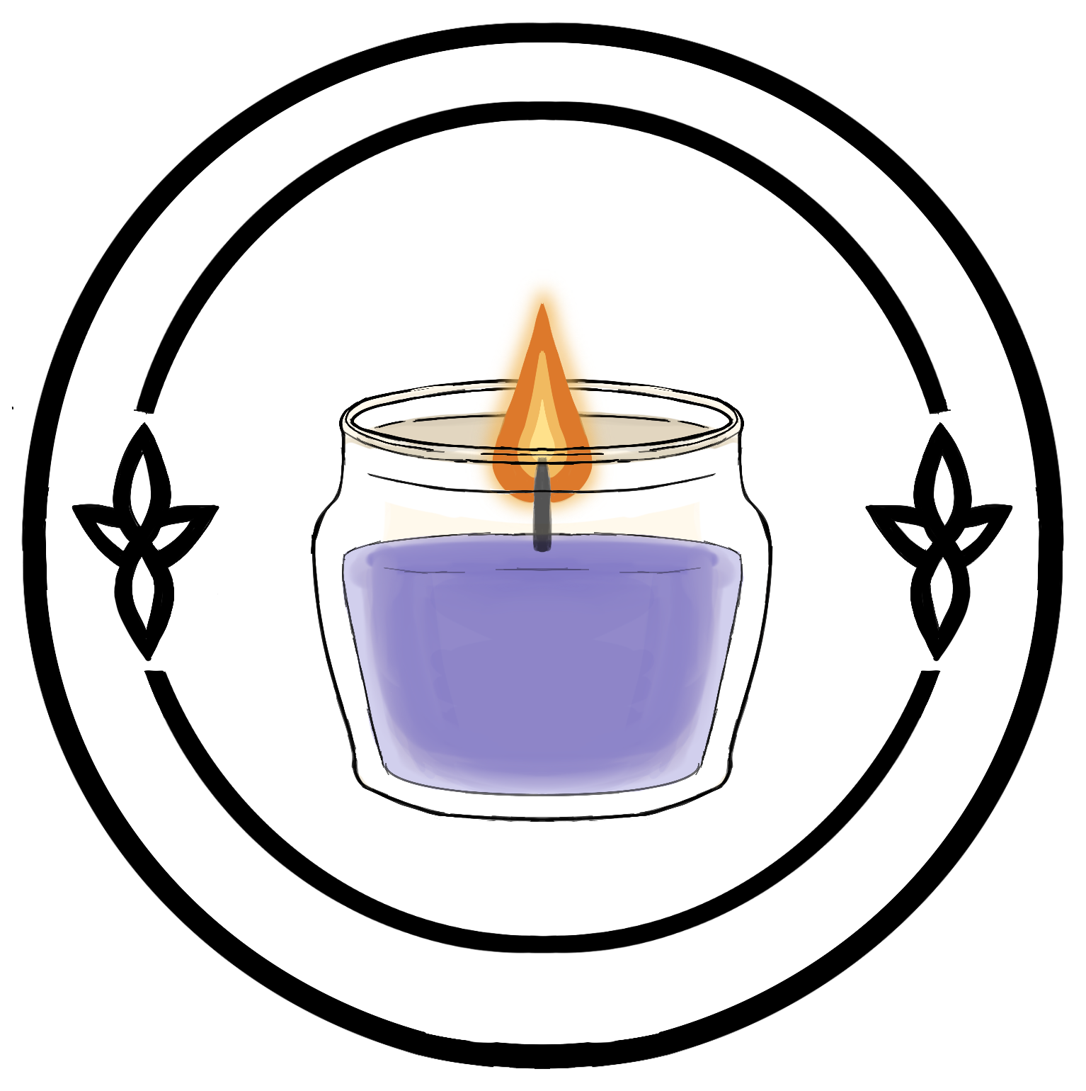 A purple candle burning